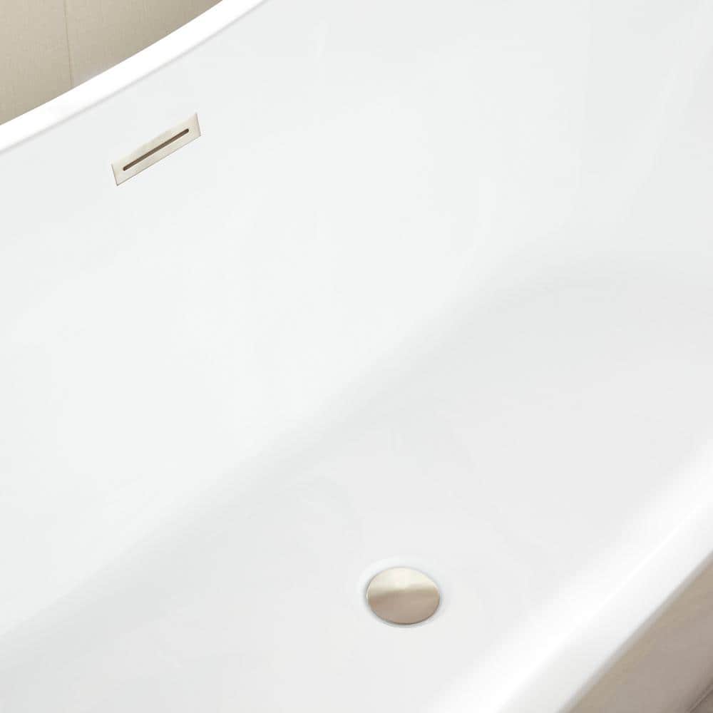 Vanity Art 71 in. Acrylic Flatbottom Freestanding Bathtub in White/Brushed Nickel