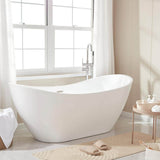 Vanity Art 71 in. Acrylic Flatbottom Freestanding Bathtub in White/Brushed Nickel