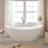 Vanity Art 71 in. Acrylic Flatbottom Freestanding Bathtub in White/Brushed Nickel