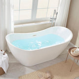 Vanity Art 71 in. Acrylic Flatbottom Freestanding Bathtub in White/Brushed Nickel