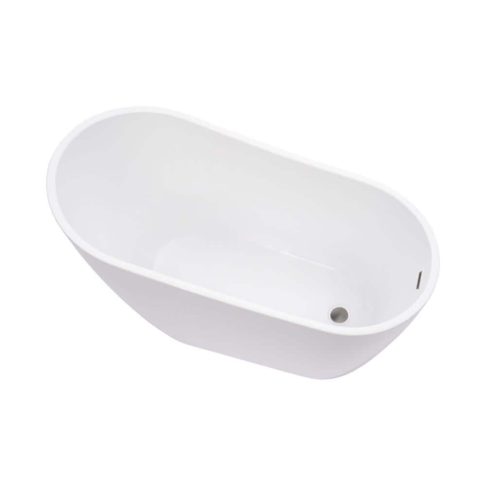 Vanity Art Bourges 55 in. Acrylic Flatbottom Bathtub in White/Brushed Nickel