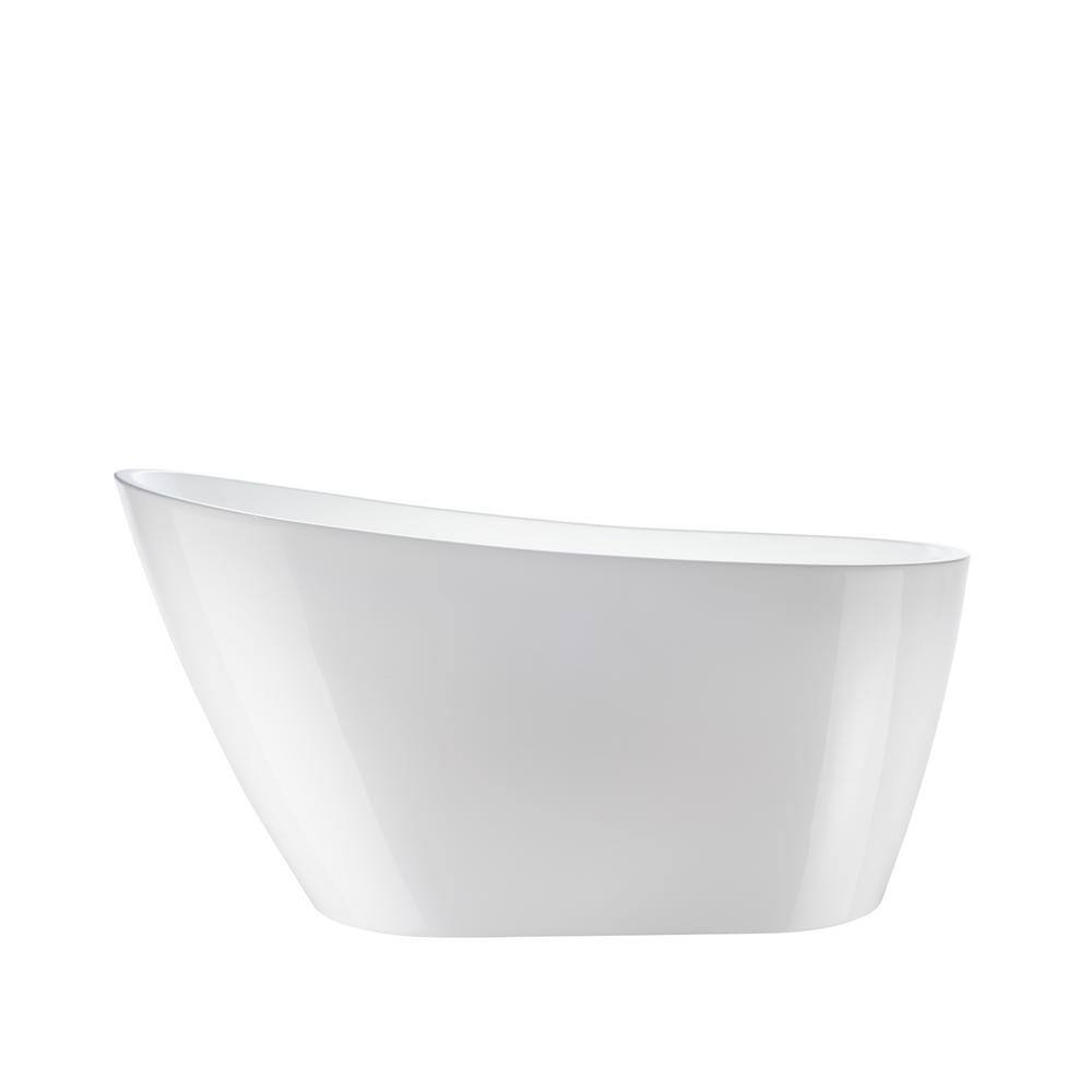 Vanity Art Bourges 55 in. Acrylic Flatbottom Bathtub in White/Brushed Nickel