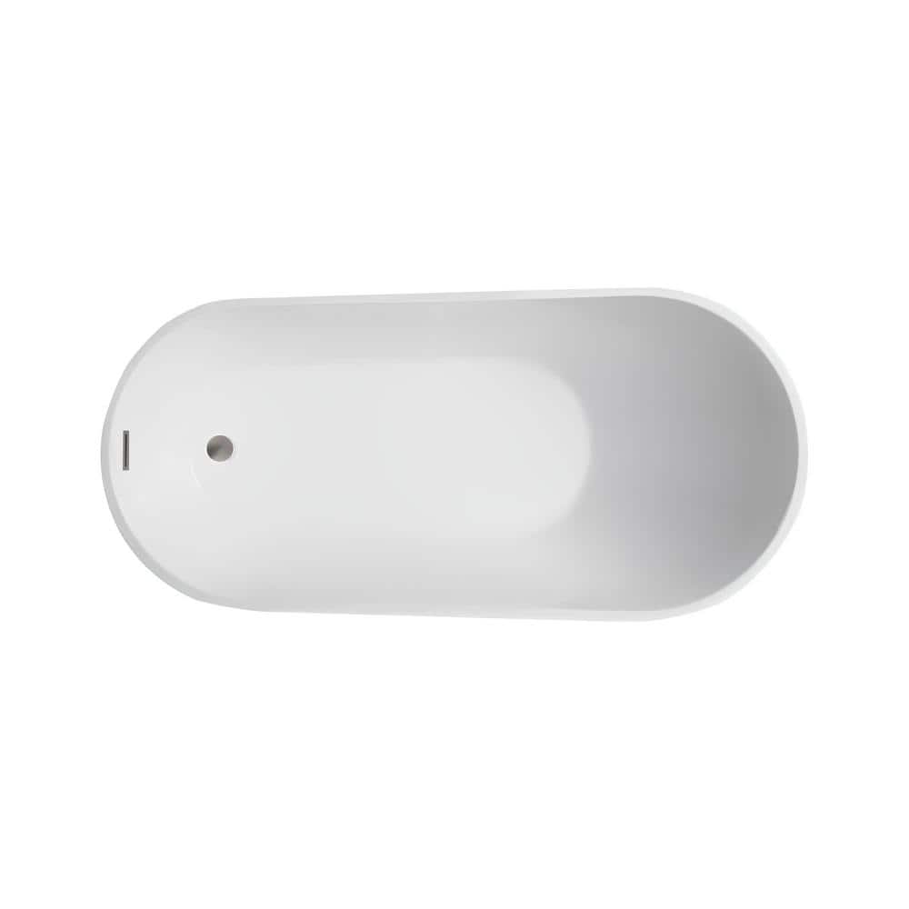 Vanity Art Bourges 55 in. Acrylic Flatbottom Bathtub in White/Brushed Nickel