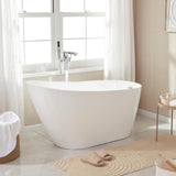 Vanity Art Bourges 55 in. Acrylic Flatbottom Bathtub in White/Brushed Nickel