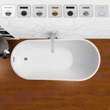 Vanity Art Bourges 55 in. Acrylic Flatbottom Bathtub in White/Brushed Nickel