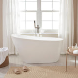 Vanity Art Bourges 55 in. Acrylic Flatbottom Bathtub in White/Brushed Nickel