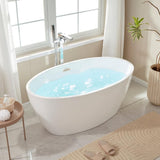 Vanity Art Calais 55 in. L x 32 in. W Acrylic Flatbottom Freestanding Bathtub with Center Drain in White/Brushed Nickel
