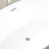 Vanity Art Calais 55 in. L x 32 in. W Acrylic Flatbottom Freestanding Bathtub with Center Drain in White/Brushed Nickel
