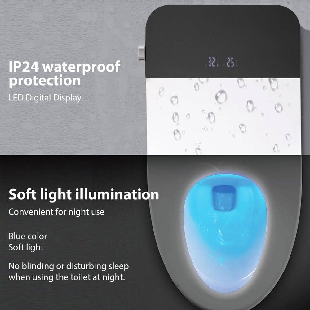 BWE Stylement Tankless Smart Bidet One Piece Toilet - Auto Open/Close, Auto Flush, Heated Seat, Warm Air Dryer