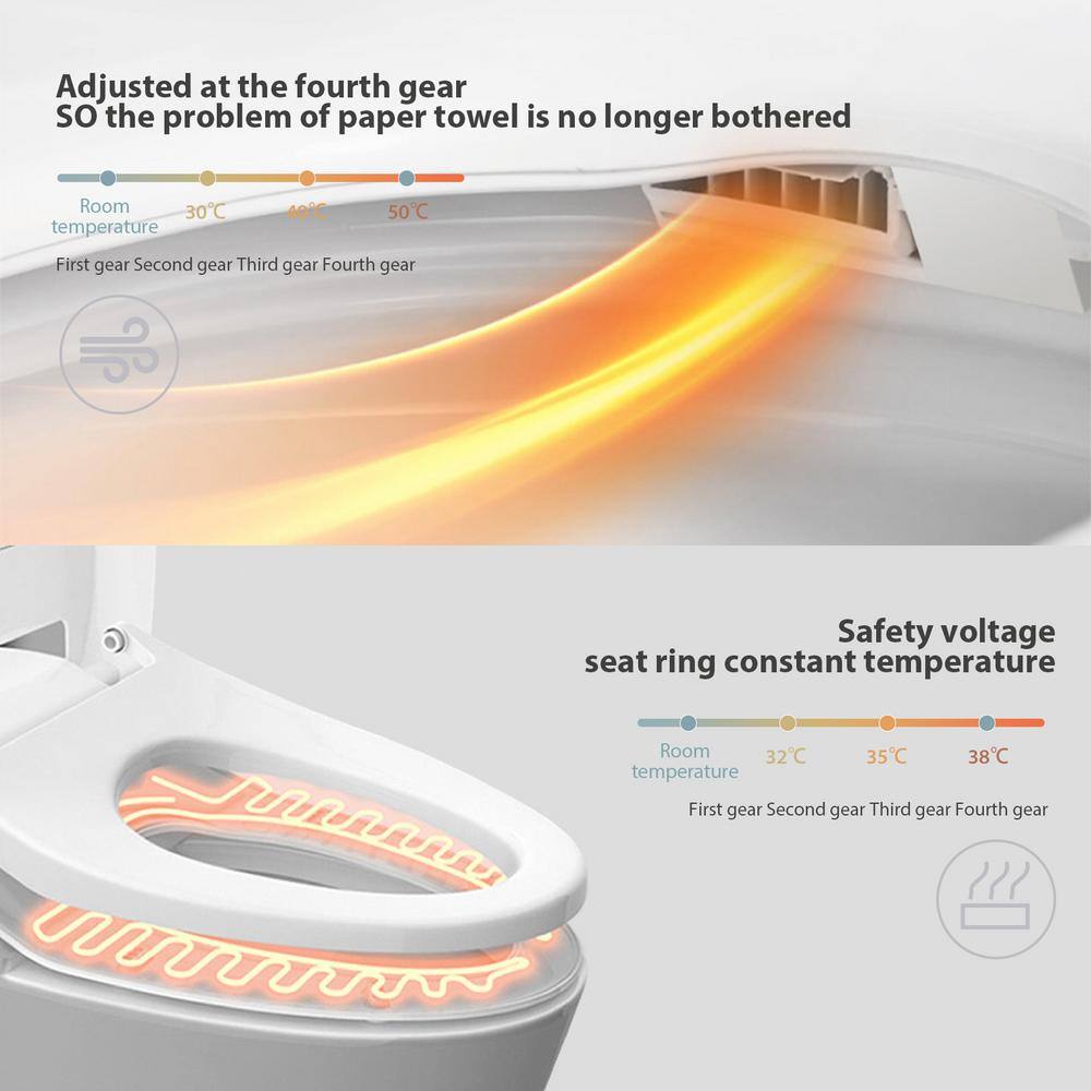 BWE Smart Elongated Toilet Bidet with Heated Seat and Remote Control