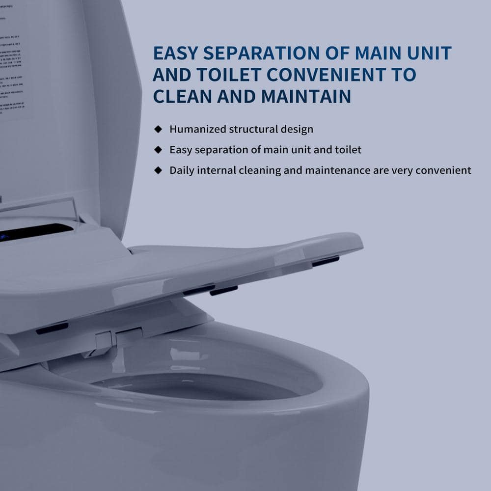 BWE Smart Elongated Toilet Bidet with Heated Seat and Remote Control