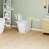 Relyblo Elongated Smart Bidet Toilet with Adjustable Sprayer, Built-In Aromatherapy, Foot Sensor