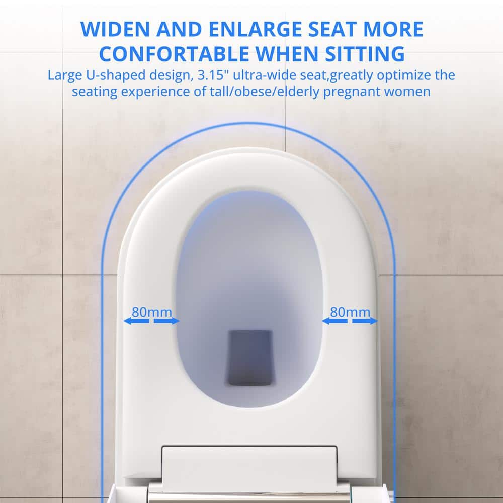 Relyblo Elongated Smart Bidet Toilet with Adjustable Sprayer, Built-In Aromatherapy, Foot Sensor
