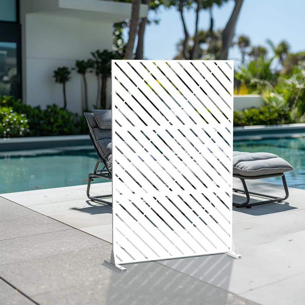 cadeninc 3.92 ft. x 6 ft. White Metal Privacy Screen Fence Panels