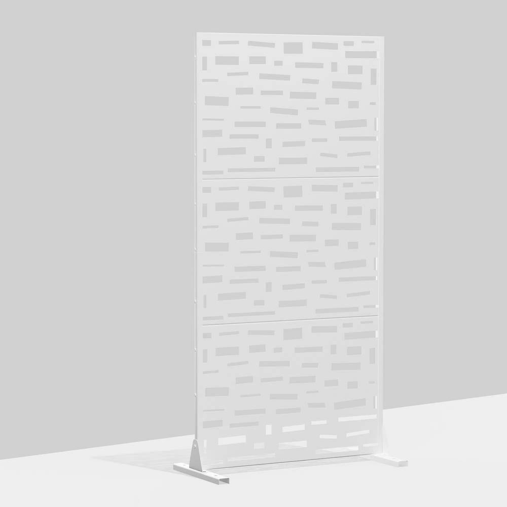 cadeninc 2.92 ft. x 6 ft. Metal Freestanding Privacy Screen in White