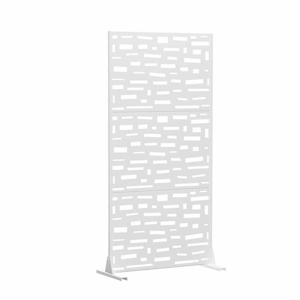 cadeninc 2.92 ft. x 6 ft. Metal Freestanding Privacy Screen in White