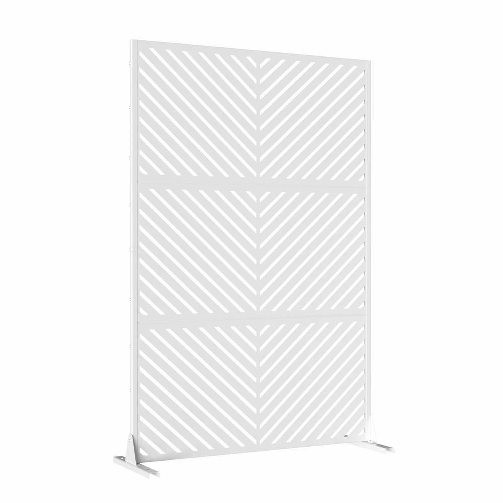 Cadeninc 3.92 ft. x 6 ft. Metal Freestanding Privacy Screen Fence Panel - White