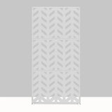 cadeninc 2.92 ft. x 6 ft. White Metal Privacy Screen with Fishbone Pattern