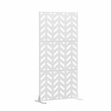cadeninc 2.92 ft. x 6 ft. White Metal Privacy Screen with Fishbone Pattern