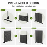 cadeninc 2.92 ft. x 6 ft. White Metal Privacy Screen with Fishbone Pattern