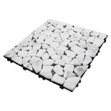 White Deck Pebble 12 in. x 12 in. Outdoor Patio Flooring Recycled Glass Interlocking Mosaic Floor Tile (4 sq. ft./Case)