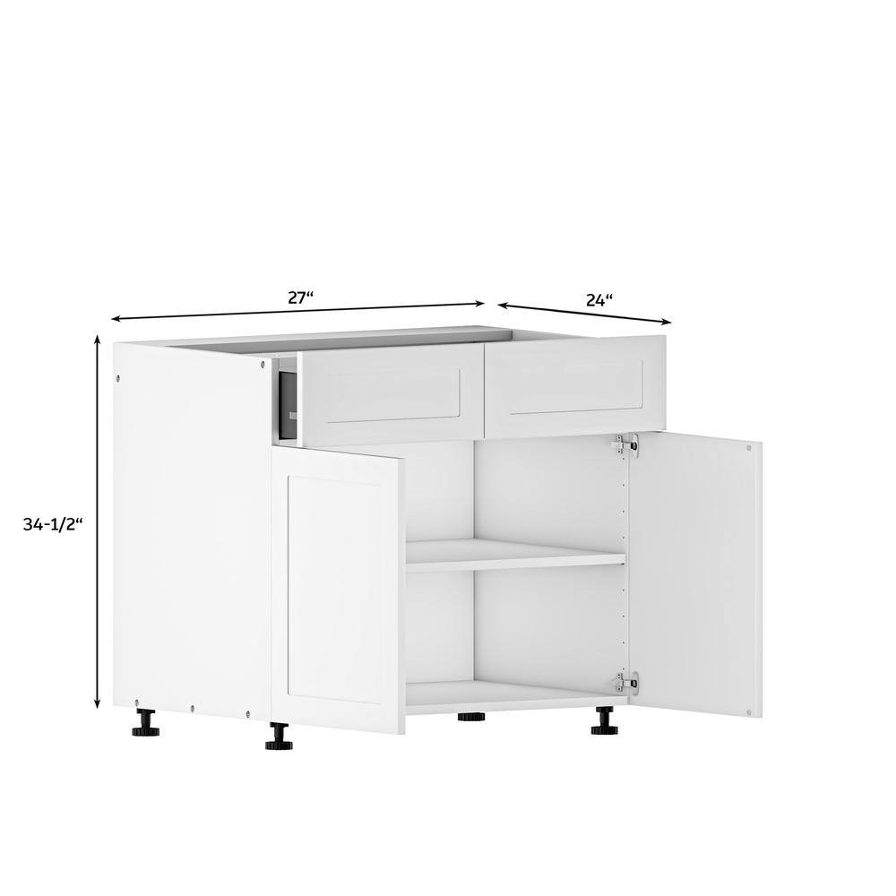 Cambridge Everest 27 in. W x 24 in. D x 34.5 in. H Ready to Assemble Shaker Base Kitchen Cabinet in White