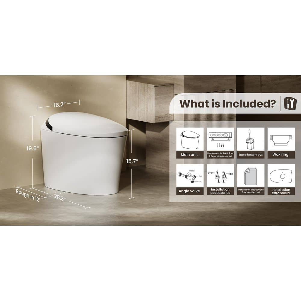 CANEST Elongated Smart Bidet Toilet Single Flush 1.08/1.45 GPF with Heated Seat and Remote