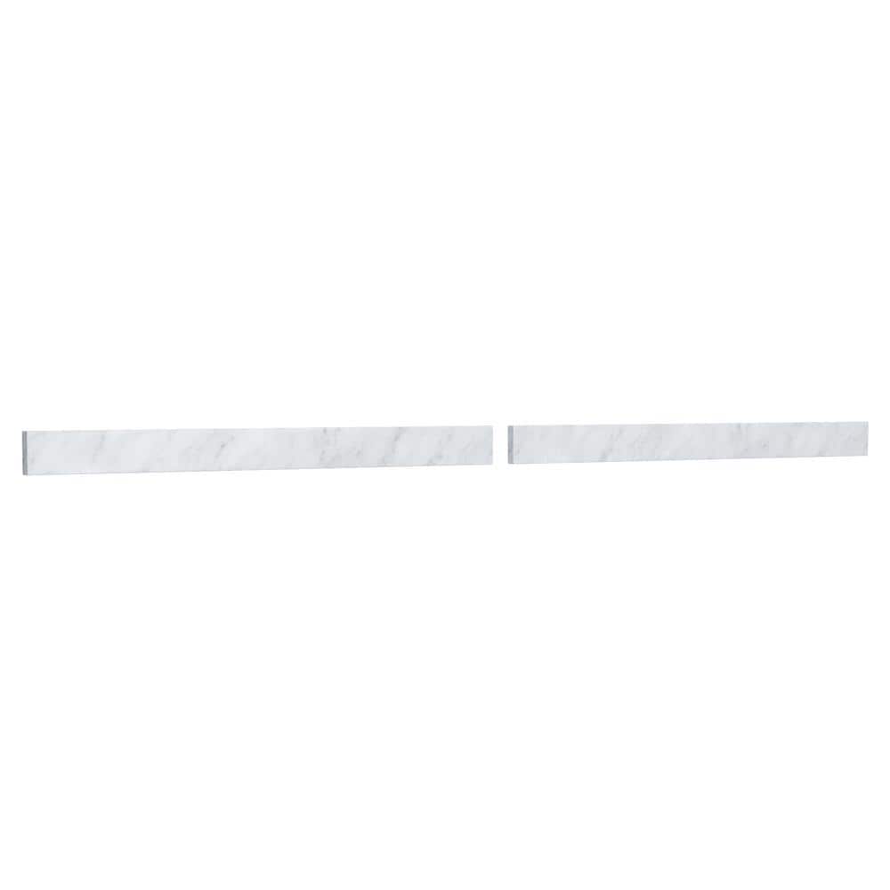 Wyndham Collection 80 in. White Carrara Marble Bathroom Vanity Backsplash