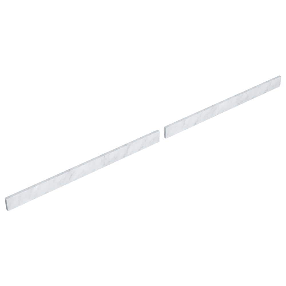 Wyndham Collection 80 in. White Carrara Marble Bathroom Vanity Backsplash