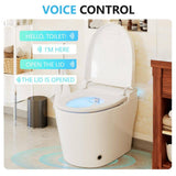 CASAINC Smart Elongated Tankless Bidet Toilet with Auto Open, Voice Control & Power-Off Flushing