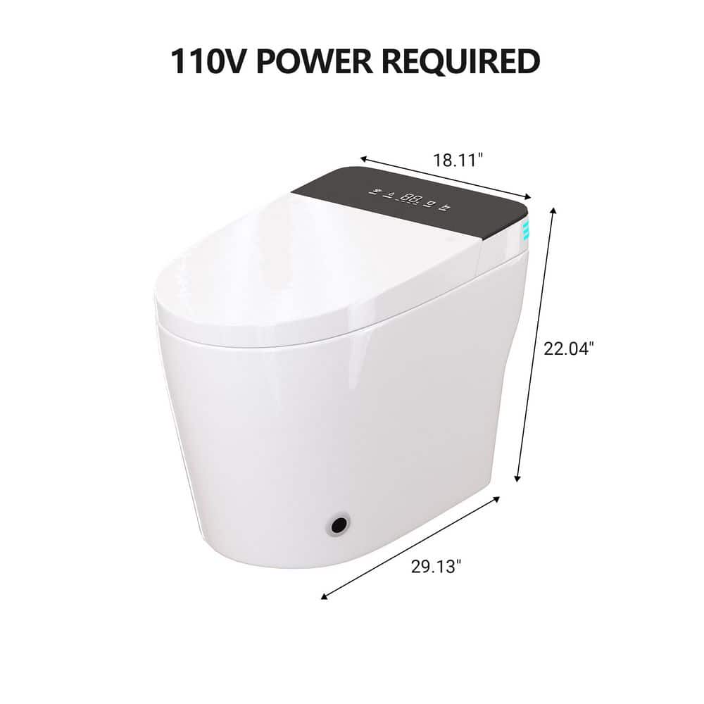 CASAINC Elongated Tankless Smart Bidet Toilet 1.28 GPF White Auto Open/Close/Flush