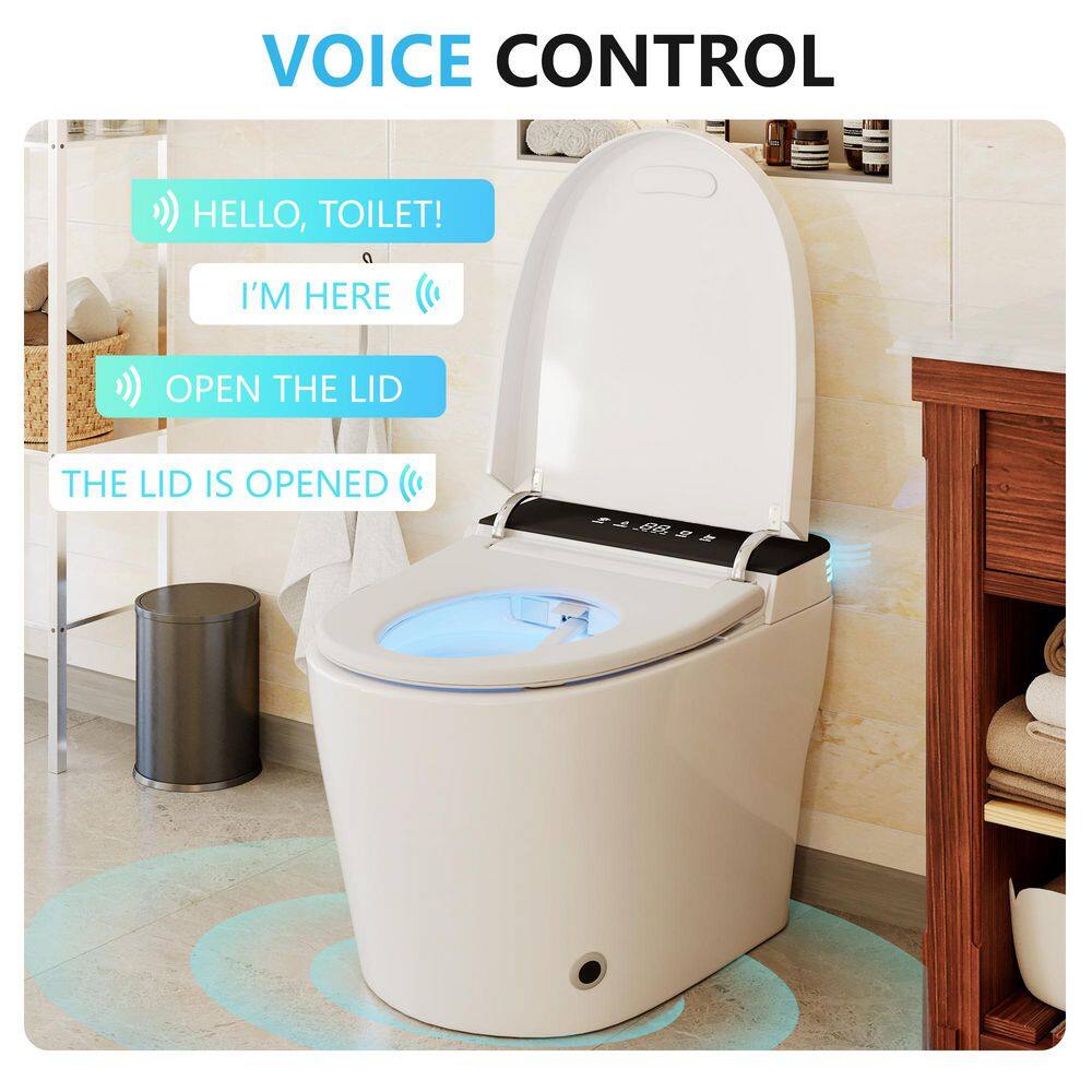 CASAINC Elongated Tankless Smart Bidet Toilet 1.28 GPF White Auto Open/Close/Flush
