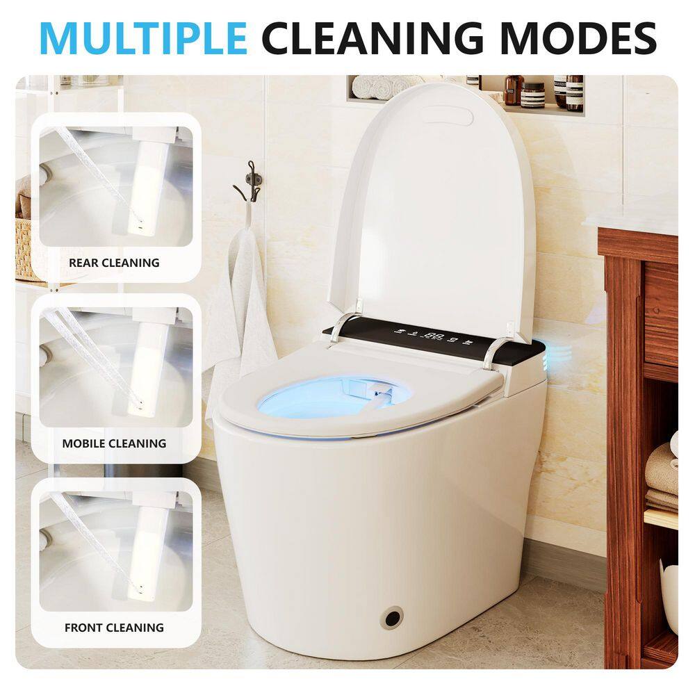 CASAINC Elongated Tankless Smart Bidet Toilet 1.28 GPF White Auto Open/Close/Flush