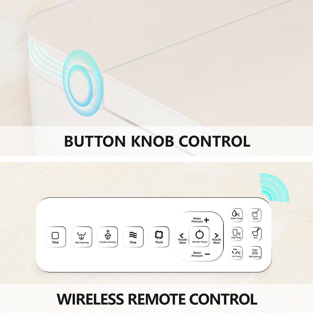 CASAINC Elongated Tankless Smart Bidet Toilet with Voice Control & Nightlight - 1.28 GPF
