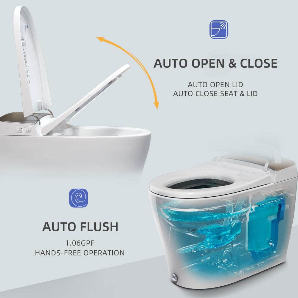 Casta Diva Elongated Electric Bidet Toilet 1.06 GPF White - Auto Open/Close, Powerful Flushing, Deodorizing