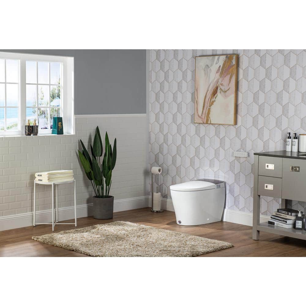 Casta Diva Elongated Electric Bidet Toilet 1.06 GPF White - Auto Open/Close, Powerful Flushing, Deodorizing