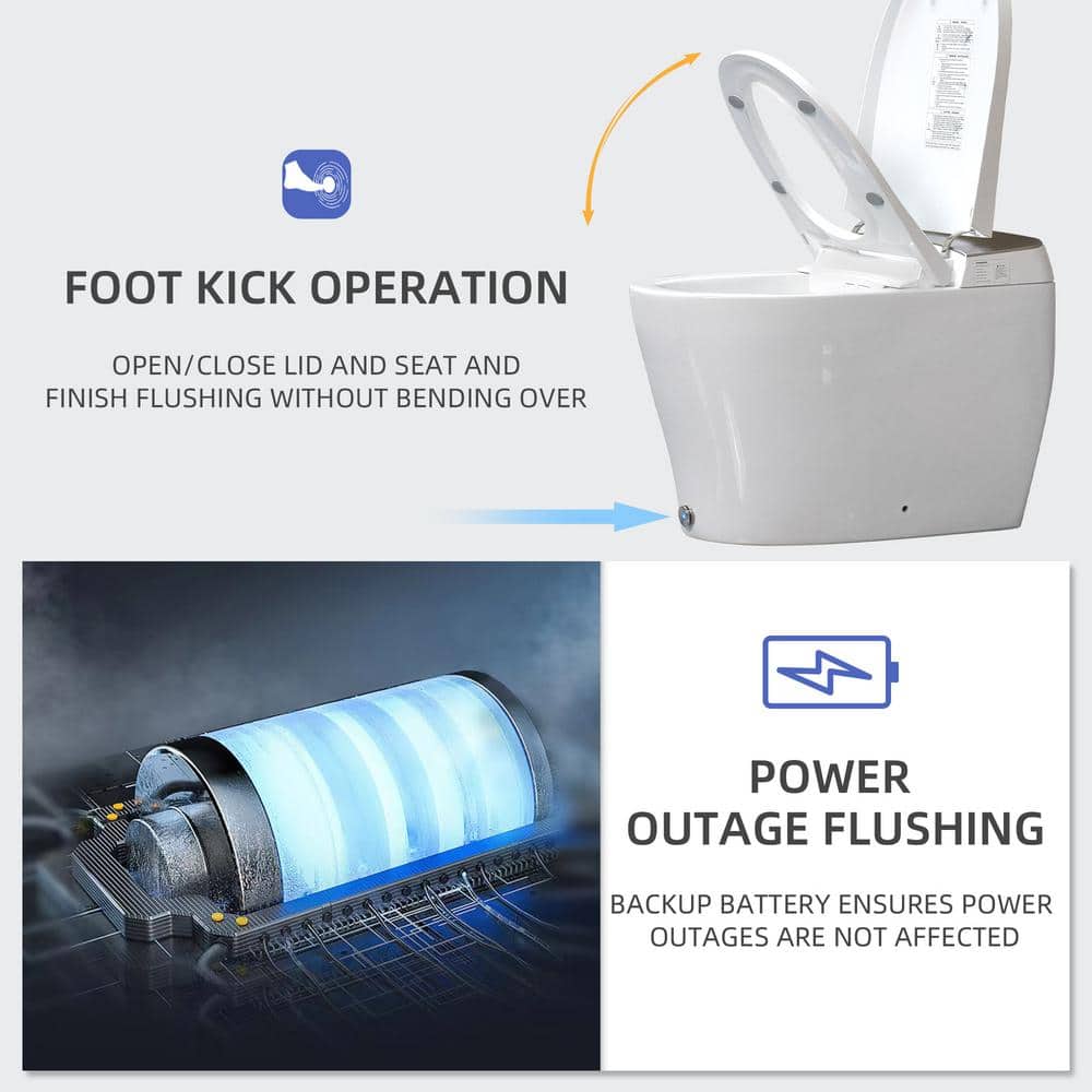 Casta Diva Elongated Electric Bidet Toilet 1.06 GPF White - Auto Open/Close, Powerful Flushing, Deodorizing