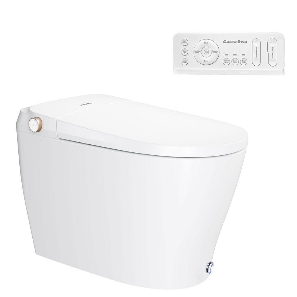 Casta Diva CD-Y070 Smart Tankless Bidet Toilet, Elongated, White, 1.28GPF