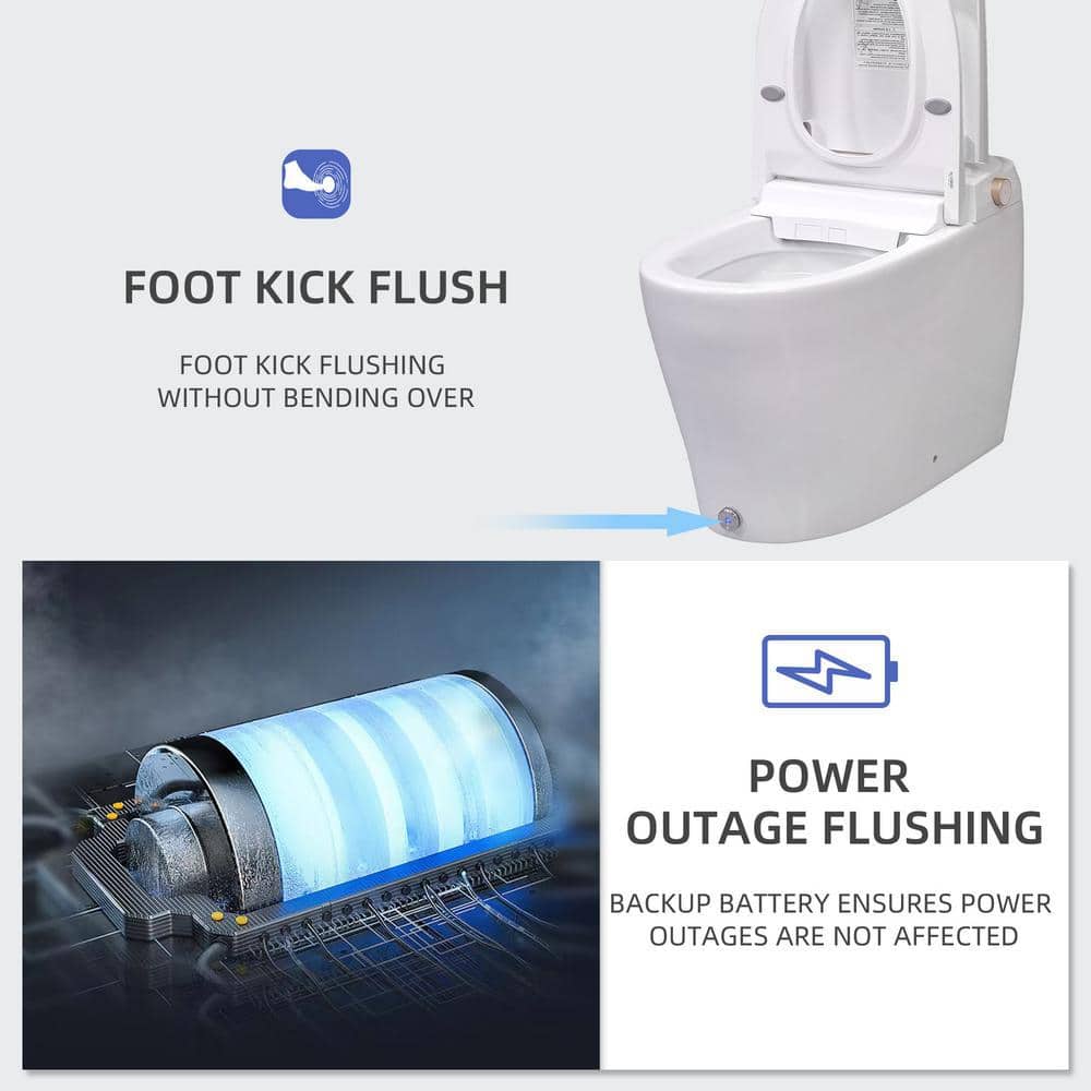 Casta Diva CD-Y070 Smart Tankless Bidet Toilet, Elongated, White, 1.28GPF