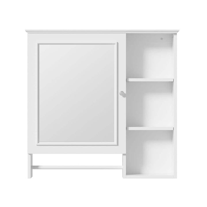 Cesicia 28.85 in. W x 28 in. H Rectangular Surface Mount White Bathroom Medicine Cabinet with Mirror and 2 Open Shelves