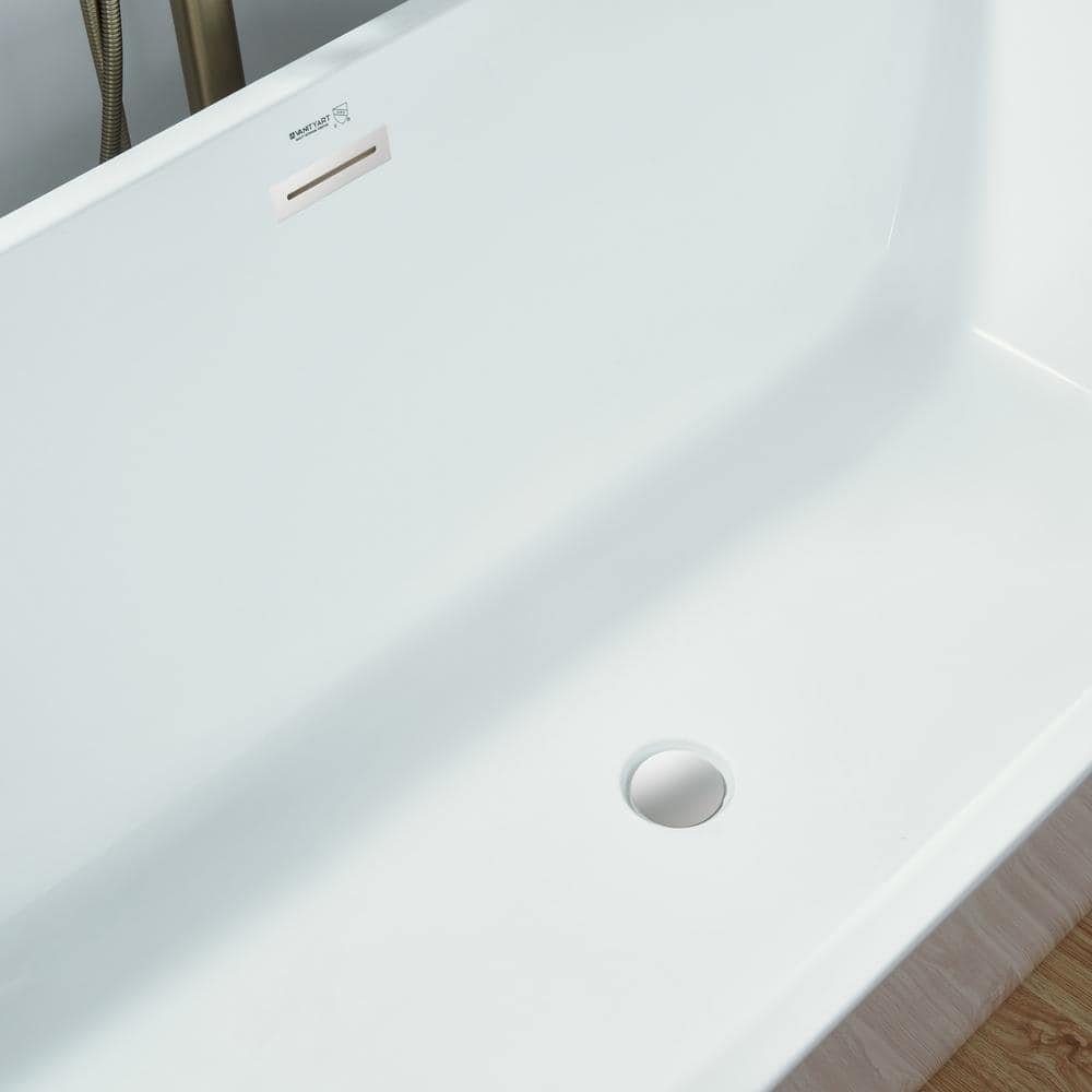 Vanity Art Montpellier 59 in. L x 30 in. W Acrylic Flatbottom Freestanding Bathtub in White/Classic Chrome