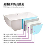 Vanity Art Montpellier 67 in. Acrylic Flatbottom Freestanding Bathtub in White