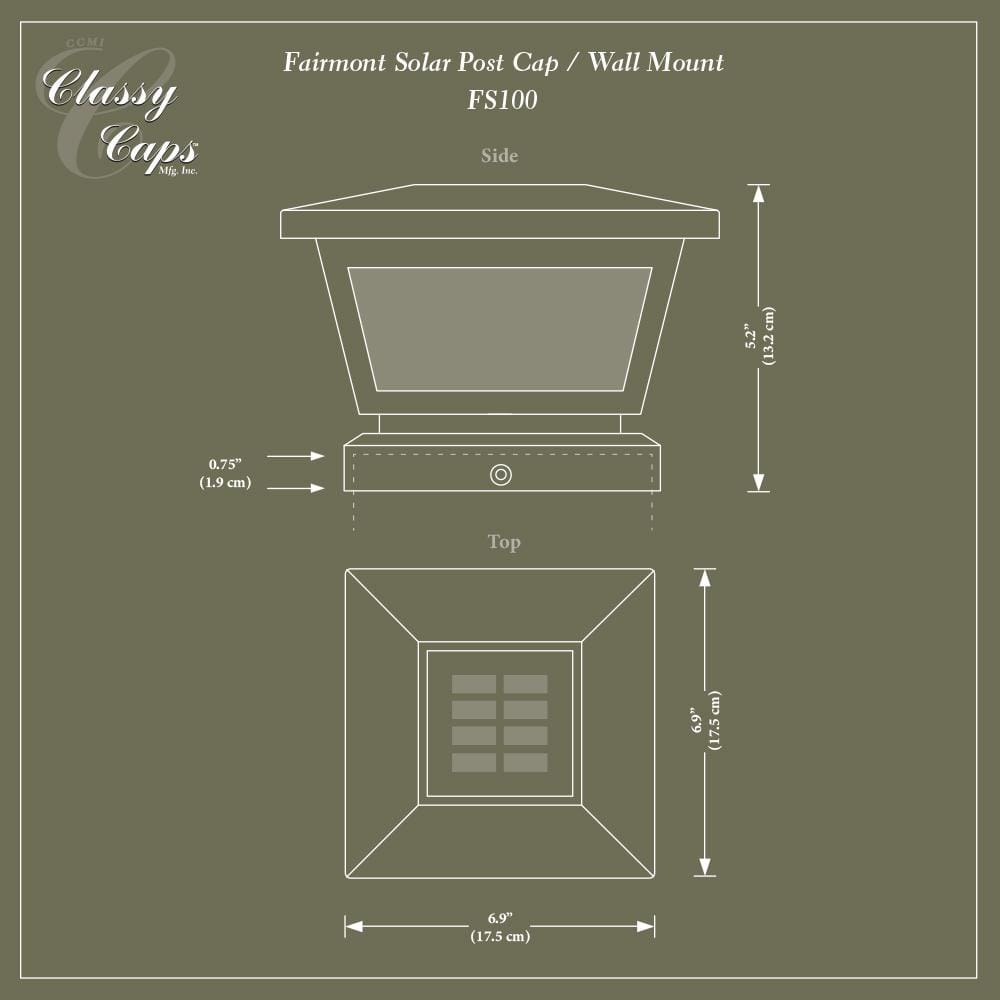 CLASSY CAPS 5 in. x 5 in./ 4 in. x 4 in. White ABS Outdoor Fairmont Solar Post Cap (2-Pack)
