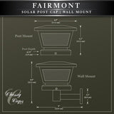 CLASSY CAPS 5 in. x 5 in./ 4 in. x 4 in. White ABS Outdoor Fairmont Solar Post Cap (2-Pack)
