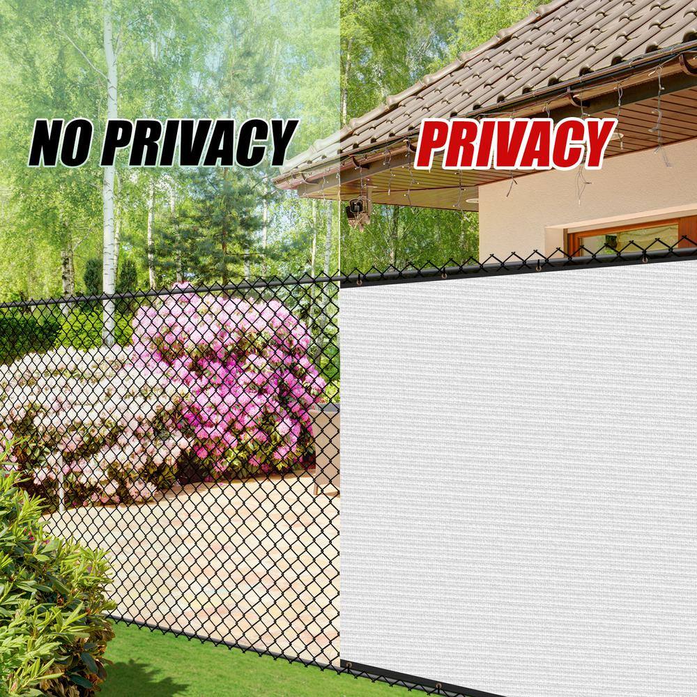 COLOURTREE 6 ft. x 50 ft. White Privacy Fence Screen Mesh Cover Screen with Reinforced Grommets for Garden Fence (Custom Size)