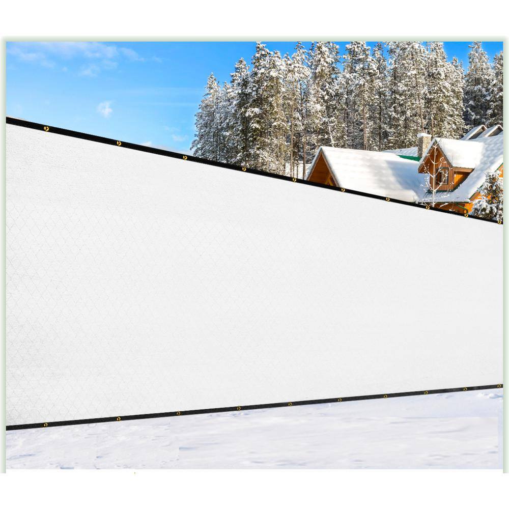 COLOURTREE 5 ft. x 25 ft. White Privacy Fence Screen Mesh Fabric Cover Windscreen with Reinforced Grommets for Garden Fence