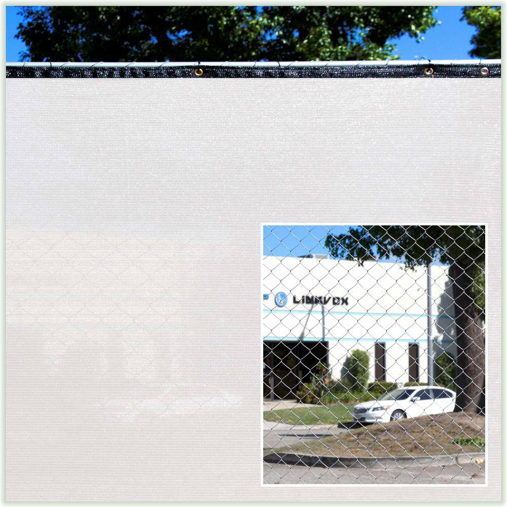 COLOURTREE 5 ft. x 25 ft. White Privacy Fence Screen Mesh Fabric Cover Windscreen with Reinforced Grommets for Garden Fence