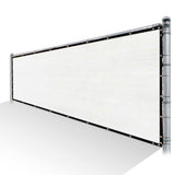 COLOURTREE 8 ft. x 25 ft. White Privacy Fence Screen Mesh Fabric Cover Windscreen with Reinforced Grommets for Garden Fence