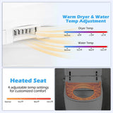 Costway Smart Elongated Bidet Toilet with 4-Level Heating & Auto Functions