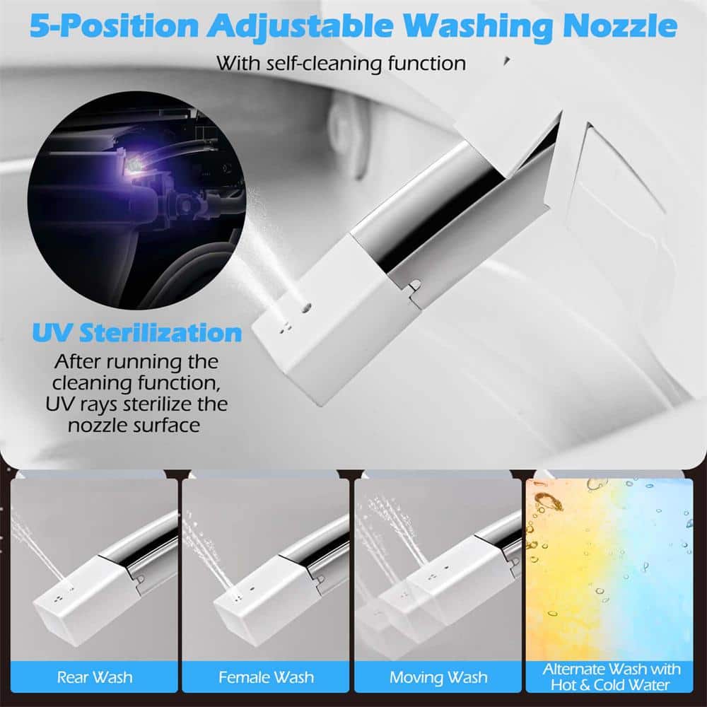 Costway Smart Elongated Bidet Toilet with 4-Level Heating & Auto Functions